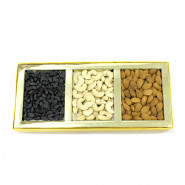 Assorted Dryfruits in Fancy Box (3 Items - Almond, Cashew, Black Raisin) and Card