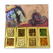 Assorted Dryfruits in Decorative Box (8 Items - Cashew, Almond, Pista, Raisin, Anjeer, Walnuts, Dried Kiwi, Apricot) and Card