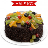 Chocolate Cake with Fresh Fruits 1/2 Kg and Card