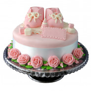Fondant Cake with Pink Booties 2 Kg and Card