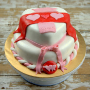 Two Tier Heart Shaped Fondant Cake 3 Kg and Card
