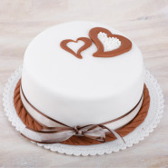 Beautiful & Simple Fondant Cake with Hearts 1 Kg and Card