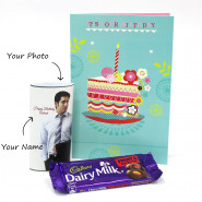 Cadbury Dairy Milk Fruit & Nut in Personalized Happy Birthday Wrapper & Card
