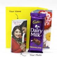 Cadbury Dairy Milk in Personalized Happy Anniversary Wrapper & Card