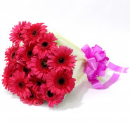 Charming Bunch - 15 Pink Gerberas Bunch and Card