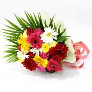 Romantic Mix - 20 Mix Flowers (Carnations, Gerberas, Roses) Bunch and Card