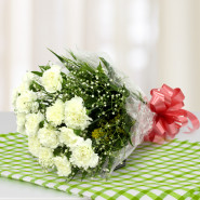 Charming Love - 15 White Carnations Bouquet and Card