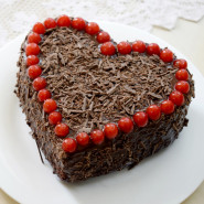 Chocolate Cherries Heart Cake 1 Kg and Card