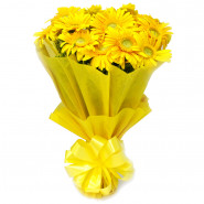 Gorgeous Bouquet - 20 Yellow Gerberas Bunch and Card