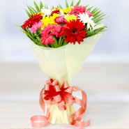 Mixed Moments - 15 Mix Flowers (Carnations, Gerberas, Roses) Bouquet  and Card
