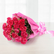 Ultimate Beauty - 15 Pink Carnations Bunch and Card