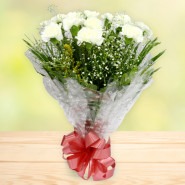 Special Love - 10 White Carnations Bunch and Card