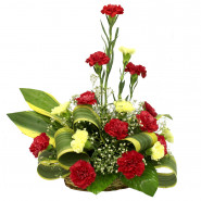 Royal Love - 15 Red & Yellow Carnations in Basket and Card