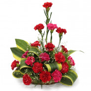 Special Soulmate - 20 Red & Pink Carnations Basket and Card