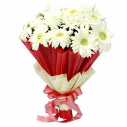 Classy - 10 White Gerberas Bunch and Card