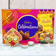 Celebration with Thali - Celebrations, Auspicious Ganesha Thali with Pearls with 2 Rakhi and Roli-Chawal