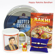Hey Bro you are Awesome Personalized Mug, Danish Cookies, 2 Rakhi and Roli-Chawal