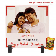 Love You Bhaiya & Bhabhi Personalized Photo Tile (Rakhi & Tika NOT Included)