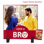 Love U Bro Personalized Photo Tile (Rakhi & Tika NOT Included)