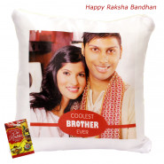 Coolest Brother Ever Personalized Photo Cushion (Rakhi & Tika NOT Included)