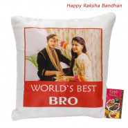 World's Best Bro Personalized Photo Cushion (Rakhi & Tika NOT Included)