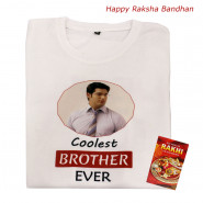 Coolest Brother Ever Personalized Photo T-Shirts (Rakhi & Tika NOT Included)