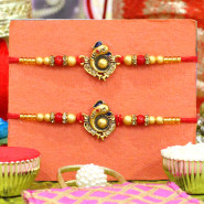 Set of 2 Rakhis - Designer Ganesha Rakhi with Fancy Beads