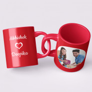 Personalized Red Mug with Photo & Card