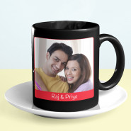Love is in The Air Personalized Black Mug & Card
