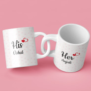 His & Her Personalized Couple Mugs & Card