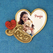 Love Personalized Heart Shaped Fridge Magnet and Card