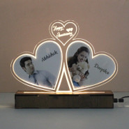 Happy Anniversary Personalized LED Photo Frame with Name and Card