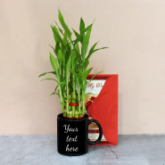 Sweet and Tasty - Personalized Black Photo Mug, 2 Layer Lucky Bamboo Plant and Card