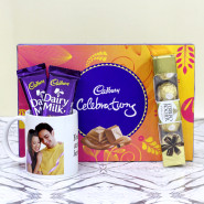Mug with Chocolaty - Personalized Photo Mug, Ferrero Rocher 4 Pcs, Cadbury Celebration, 2 Dairy Milk and Card