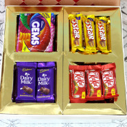 Chocolaty Delight - 5 Dairy Milk, 5 Five Star, 5 Kit Kit, 5 Gems in Fancy Box and Card