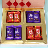 Cadbury & Nestle Combo - 6 Dairy Milk, 6 Kit Kat in Fancy Box and Card