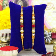 Set of 2 Rakhis - Stunning Diamond and Beads Rakhi