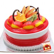 Vanilla Strawberry Mix Fruit Cake 1 Kg & Valentine Greeting Card