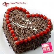 Choco Forest Heart Shape Cake 1 Kg & Valentine Greeting Card