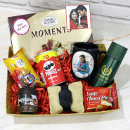 Luxury Gift Collections - Ferrero Rocher Moments, Denver Deo, Fire Bolt Smart Watch, Personalized Mug, Nescafe Classic Coffee, Nutri Choice Biscuits, Pringles, Chocopie, 2 Personalized Props, Kraft Paper Tray and Card