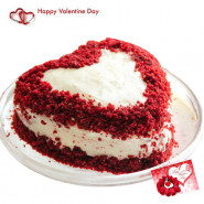 Heart Shaped Red Velvet Cake 1 Kg & Valentine Greeting Card