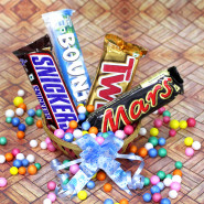 Snickers, Mars, Twix, Bounty and Card