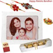 Rakhi Photo Puzzle - Personalized Jigsaw Puzzle, Ferrero Rocher 4 pcs with 2 Rakhi and Roli-Chawal