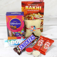Rakhi Celebration - Mini Celebration, 2 Kitkat, Snickers, Bounty with Kids Rakhi and Roli-Chawal
