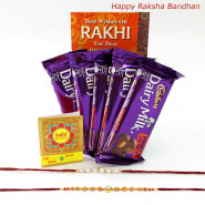 Rakhi Cadbury Treat - Cadbury Fruit n Nut 5 Pcs with 2 Fancy Rakhi and Roli-Chawal
