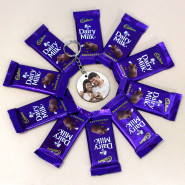 Chocolaty Smiley - Personalized Photo Keychain, 10 Dairy Milk & Card