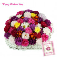 Attractive Gerberas - 20 Mix Gerberas Basket and Mother's Day Greeting Card