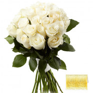 Dazzling Flowers - 15 White Roses + Card
