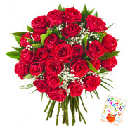 Gorgeous Flowers - 60 Red Roses + Card