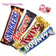 Four Bars - Snickers, Mars, Twix, Bounty 180 gms each and card